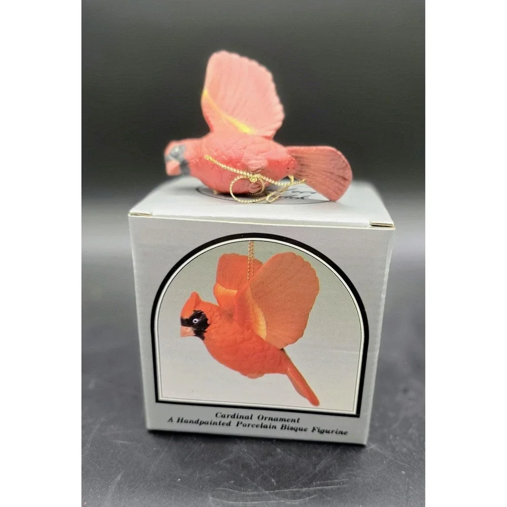 Vintage Andrea by Sadek Japan Porcelain Cardinal Bird Christmas Ornament